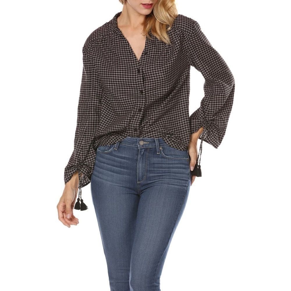 Paige Torin Plaid Button Front Blouse NWT